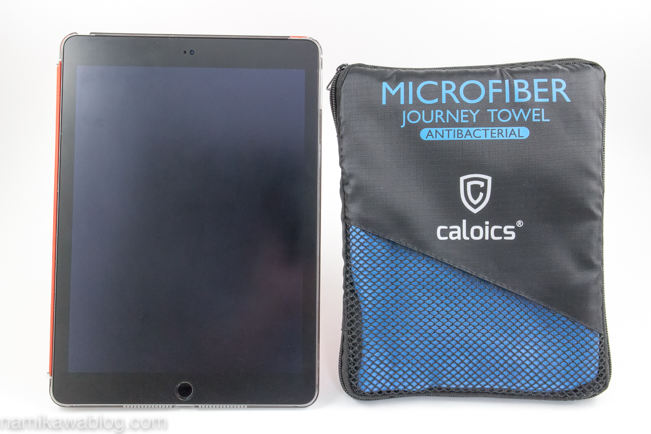Caloics®速乾タオル iPad Air 2との大きさ比較 