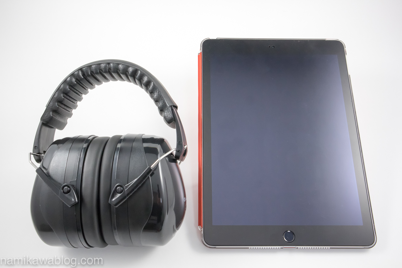 Patech 防音イヤーマフ・iPad Air 2と大きさ比較